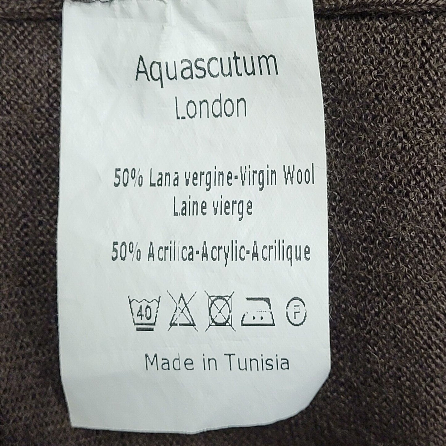 Aquascutum Brown Y2k Wool Blend Jumper Uk Men's Size Small