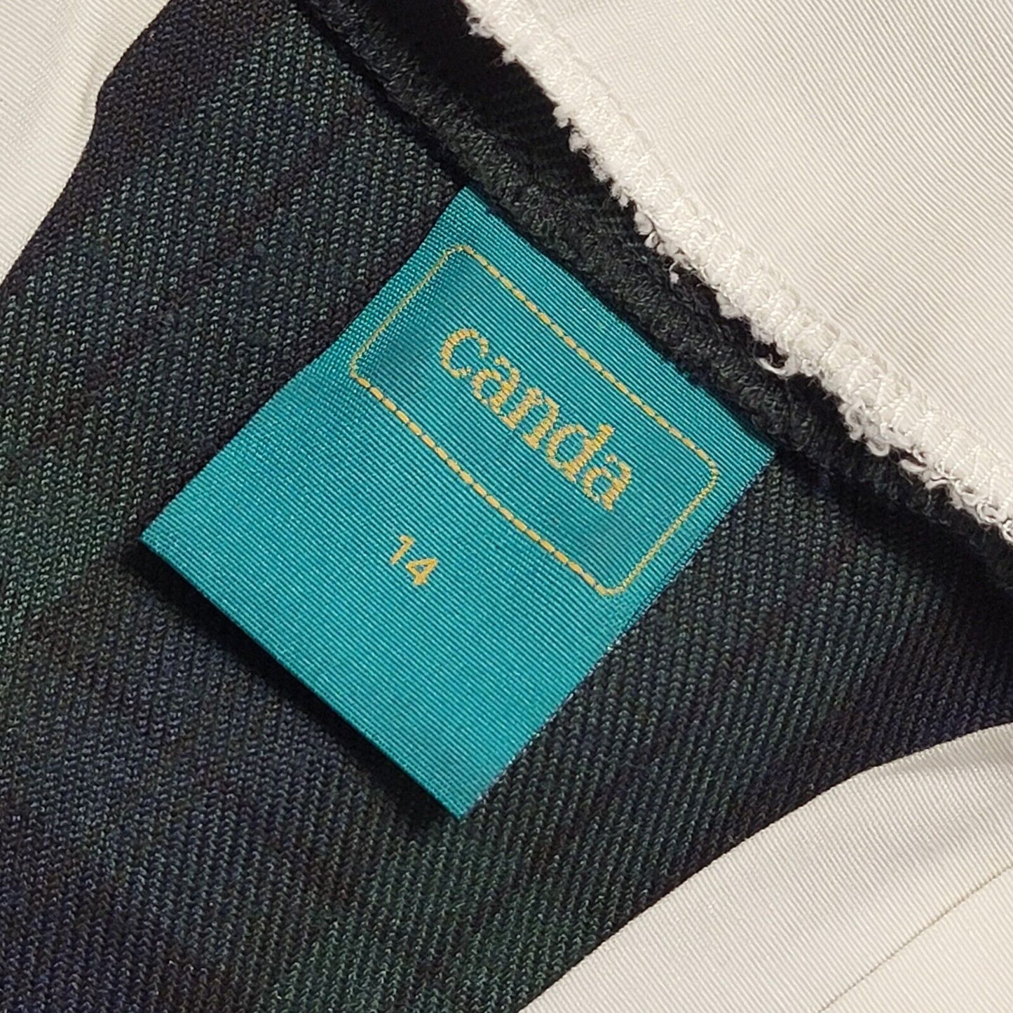 Canda Vintage 70s Blue Green Check 3/4 Sleeve Dress Uk Women's Size 14 W32