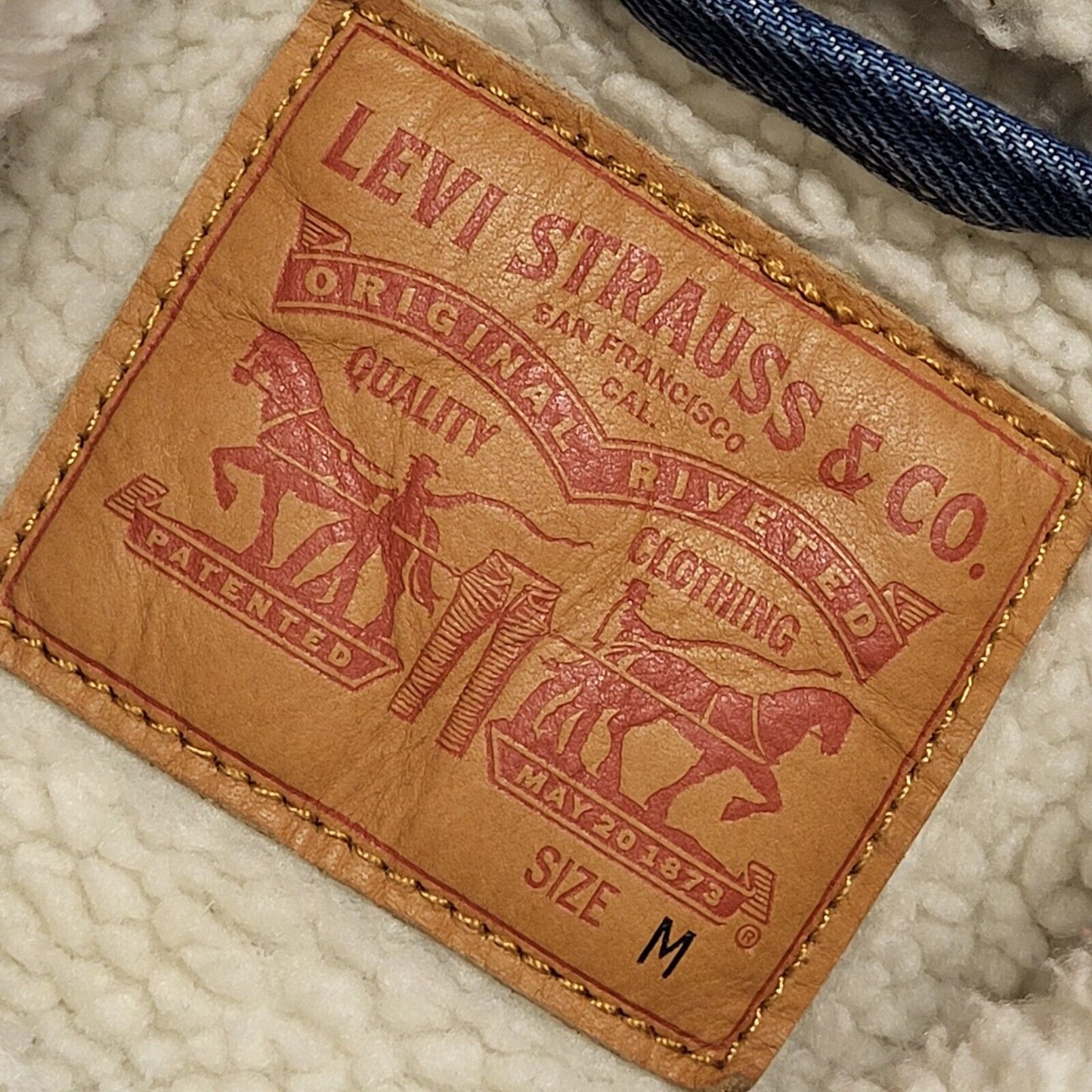 Levi's Light Blue Button Denim Fleece Sherpa Jacket Uk Men's Size M