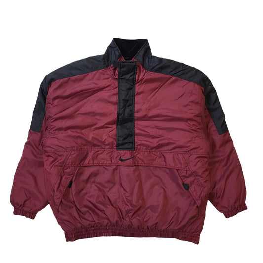 Nike 90s Vintage Red & Black 1/4 Zip Pullover Sports Jacket Men's Size XL