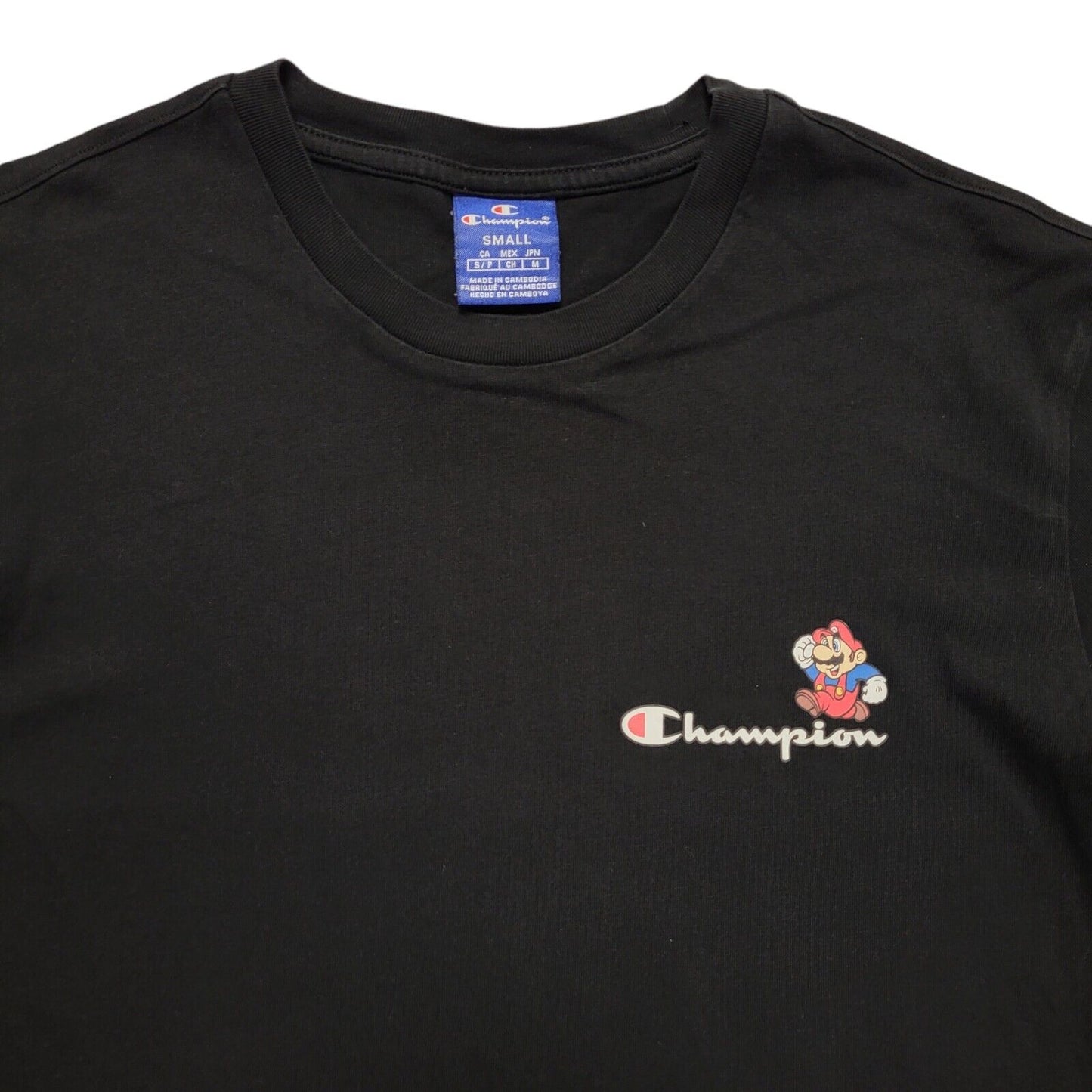 Champion Y2K Vintage Black Super Mario Crew Neck T-Shirt Men's Size Small