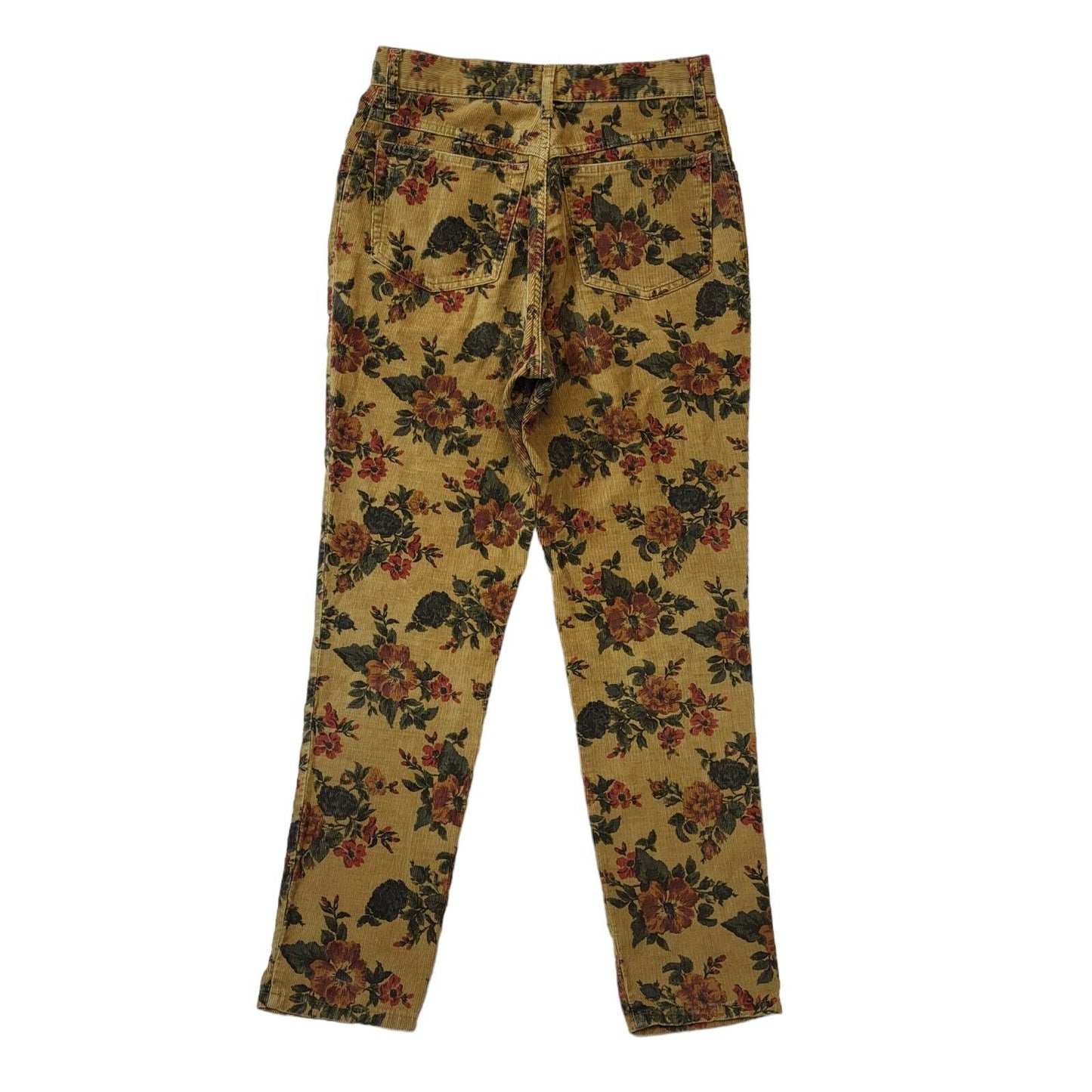 Clark 90s Tan & Floral Tapered Highwaist Corduroy Trousers Women's W28 L30