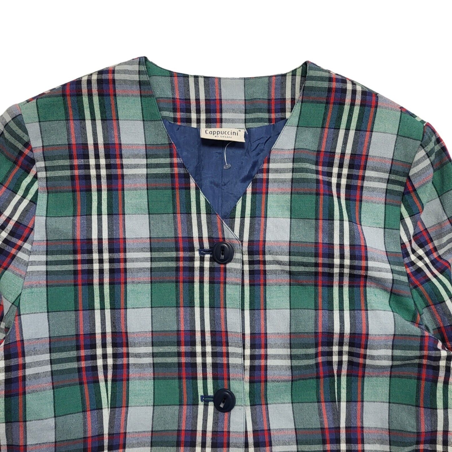 Cappuccini 80s Vintage Blue Check Jacket Uk Women's Size 14