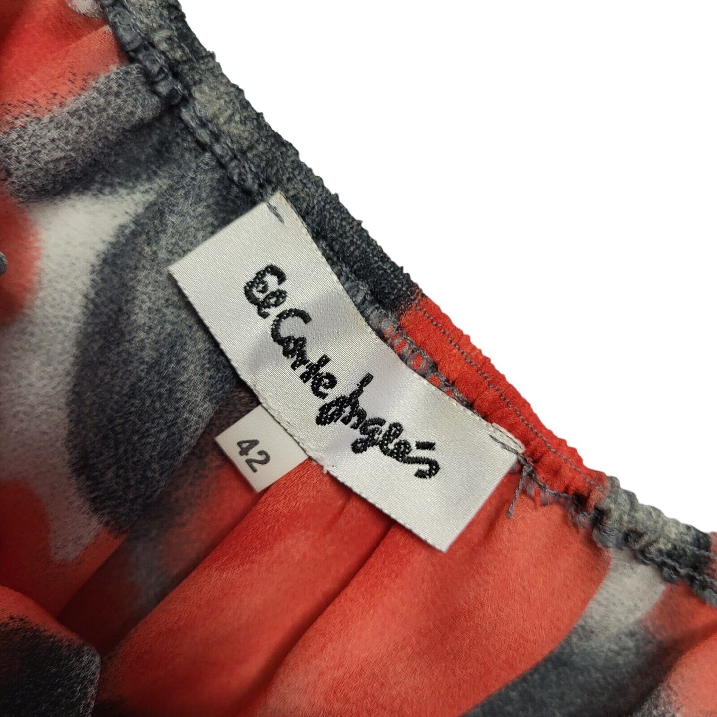 El Corte Ingles Y2k Red Abstract 3/4 Sleeve Blouse Uk Women's size 14