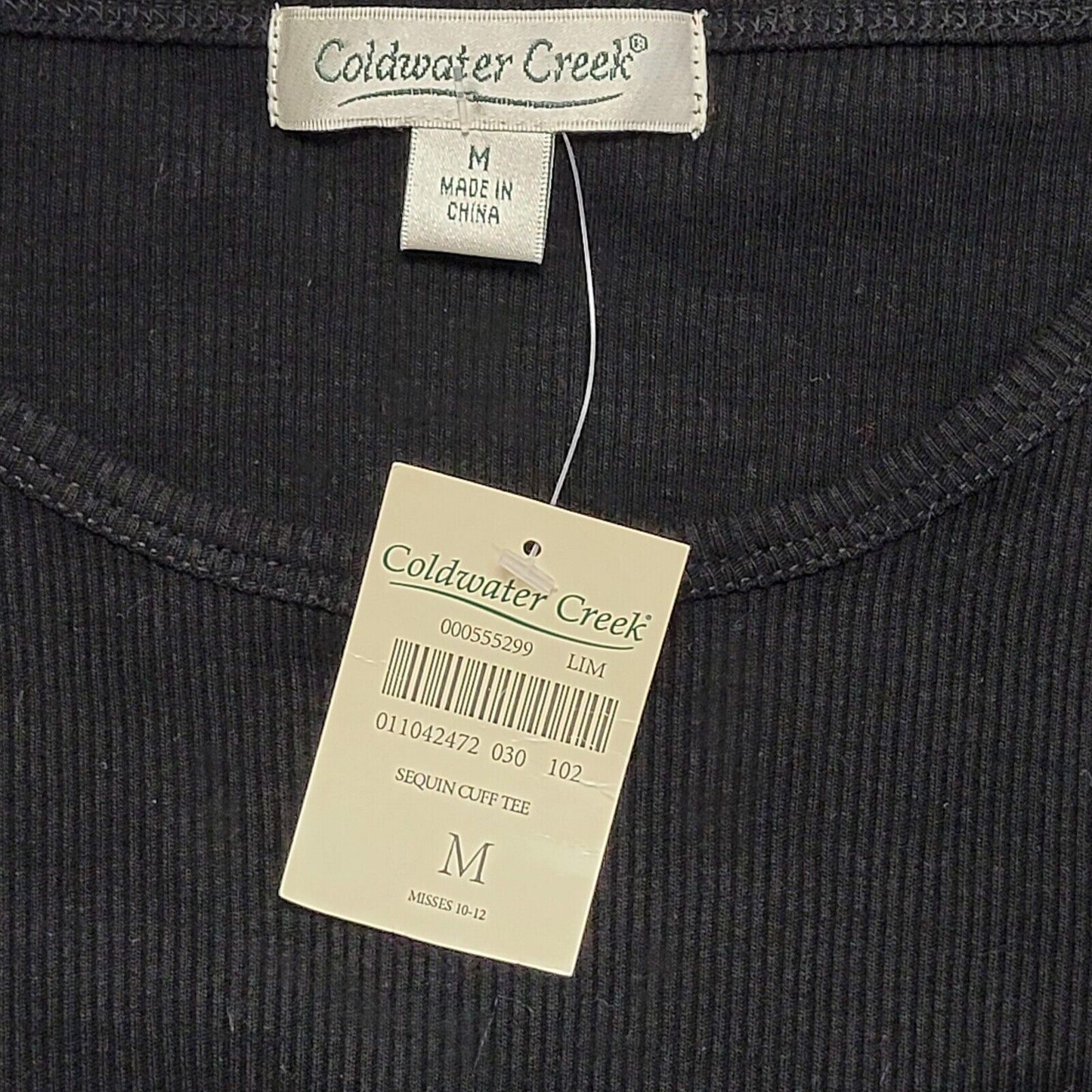 Coldwater Creek 90s Black Long Sleeve Sequin Top Uk Women's Size M BNWT