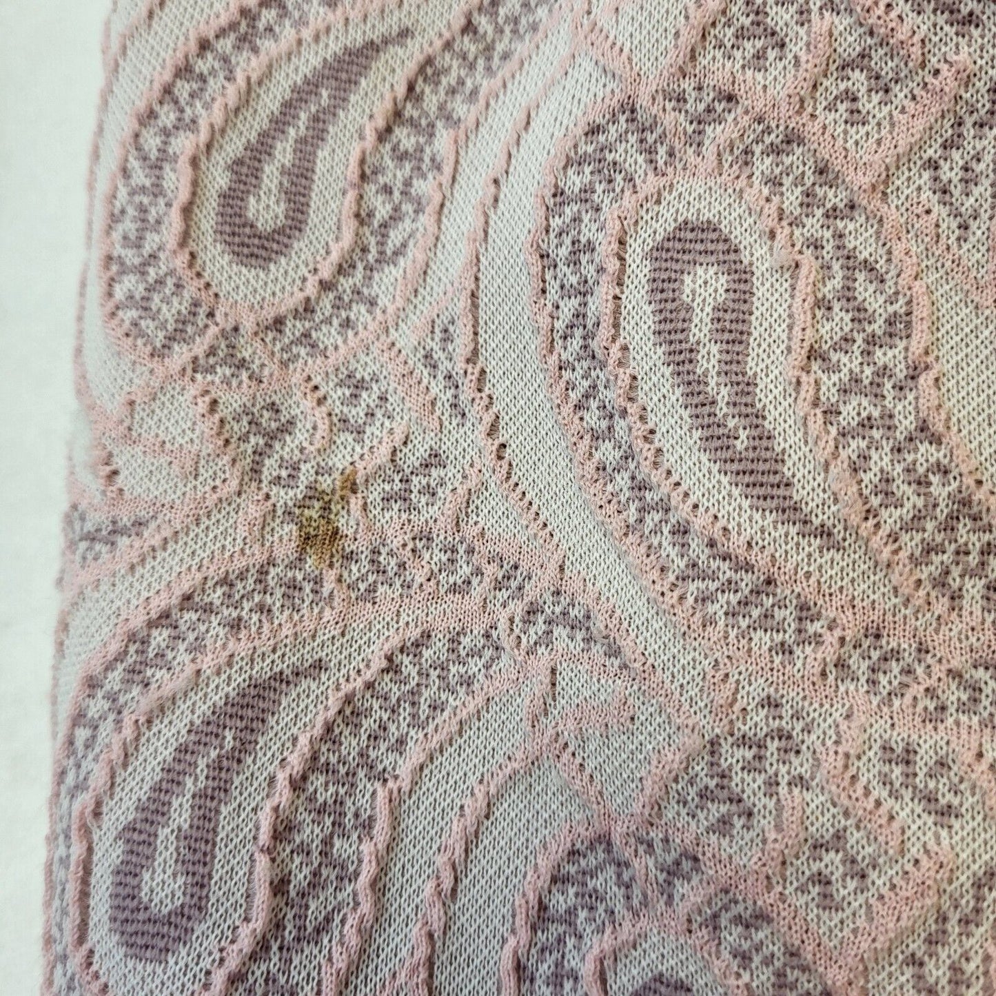 60s Vintage Pink Paisley Pattern Button Up Coat Women's Size 12