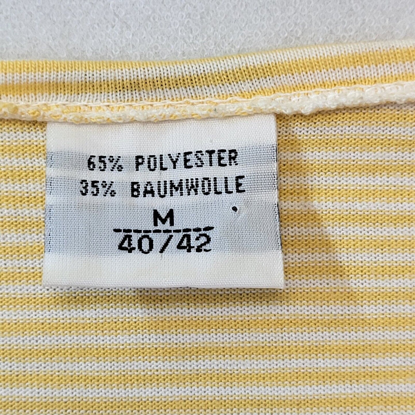 80s Vintage Yellow Striped Short Sleeve Button-Up Blouse Women's M