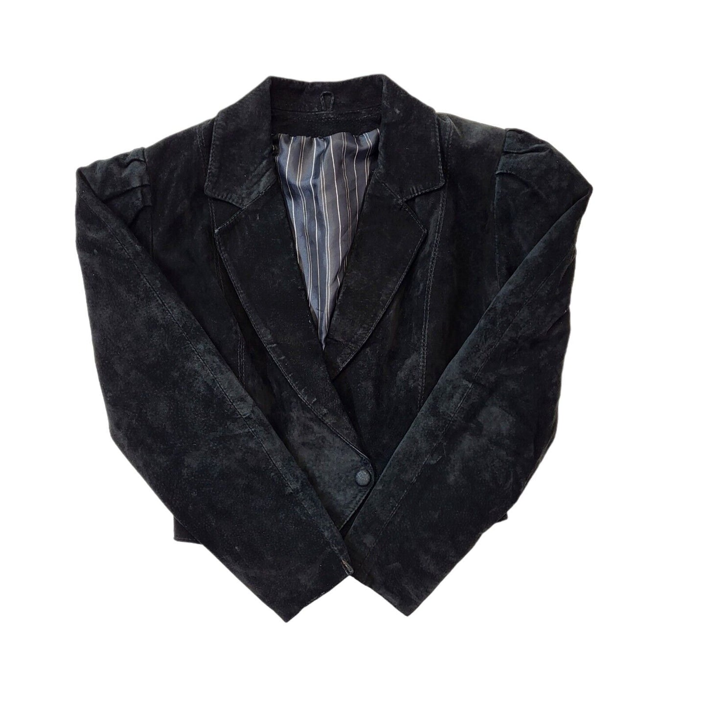Vintage 90s Black Suede Jacket Black Snap Button Women's Size 12