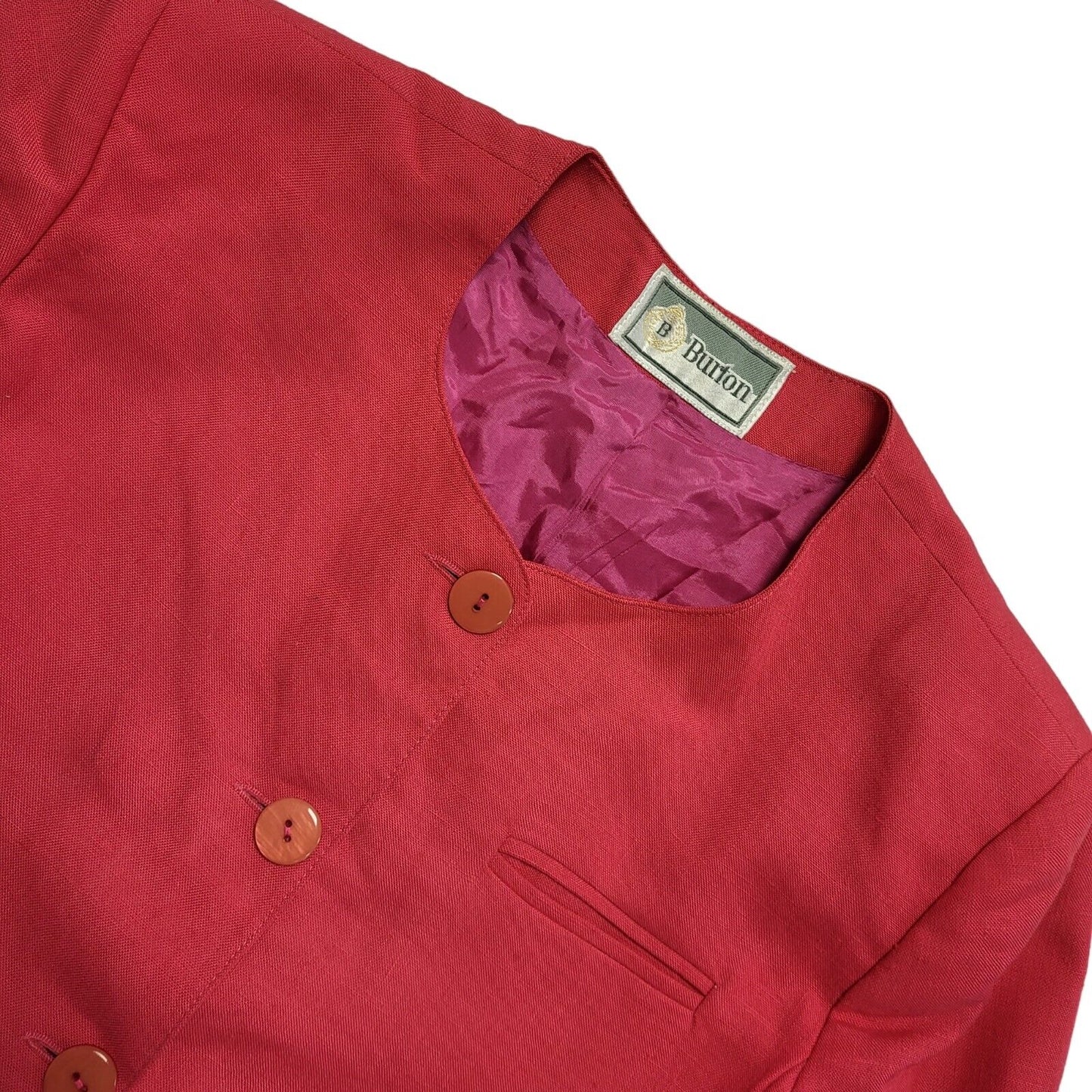 Burton Pink 80s Button Dress Jacket Uk Women's Size 12