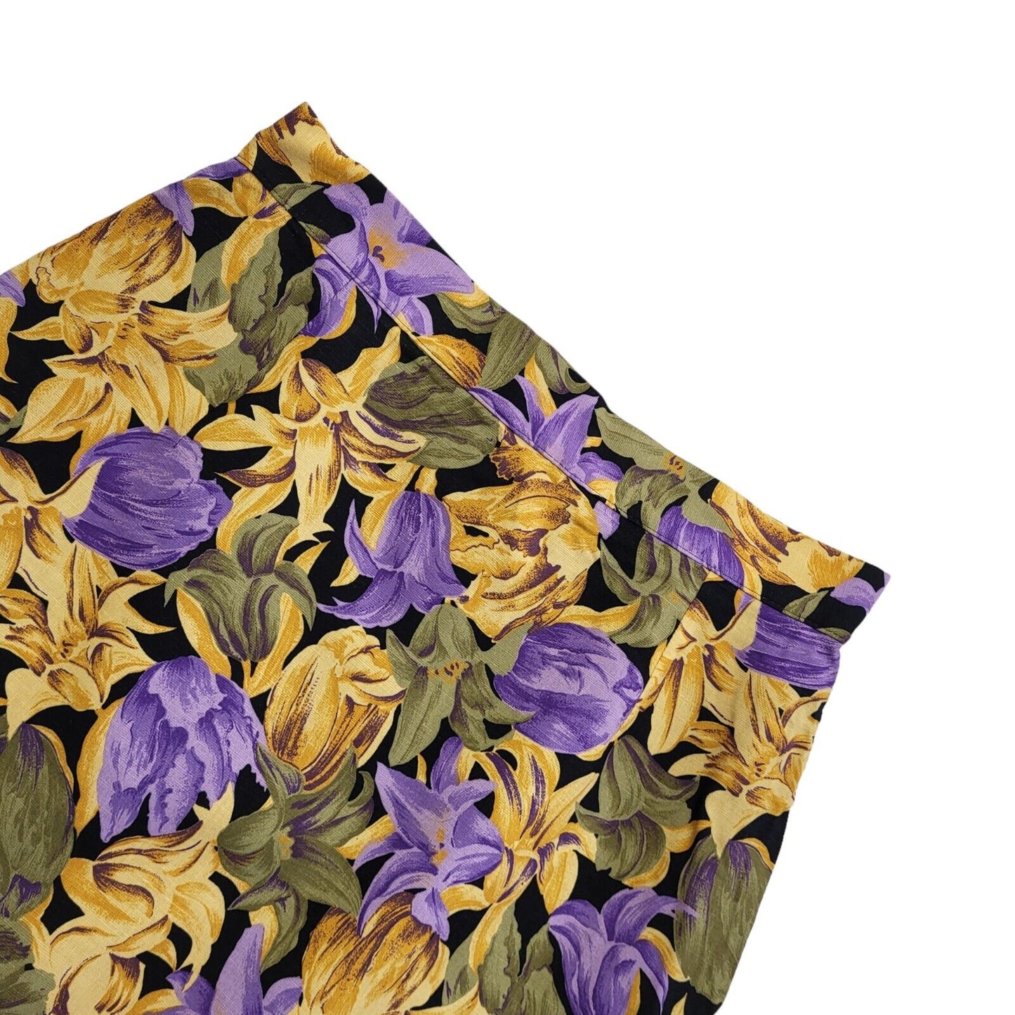 Marks and Spencer Vintage 90's Yellow & Purple Floral Skirt Womens UK 14 W28