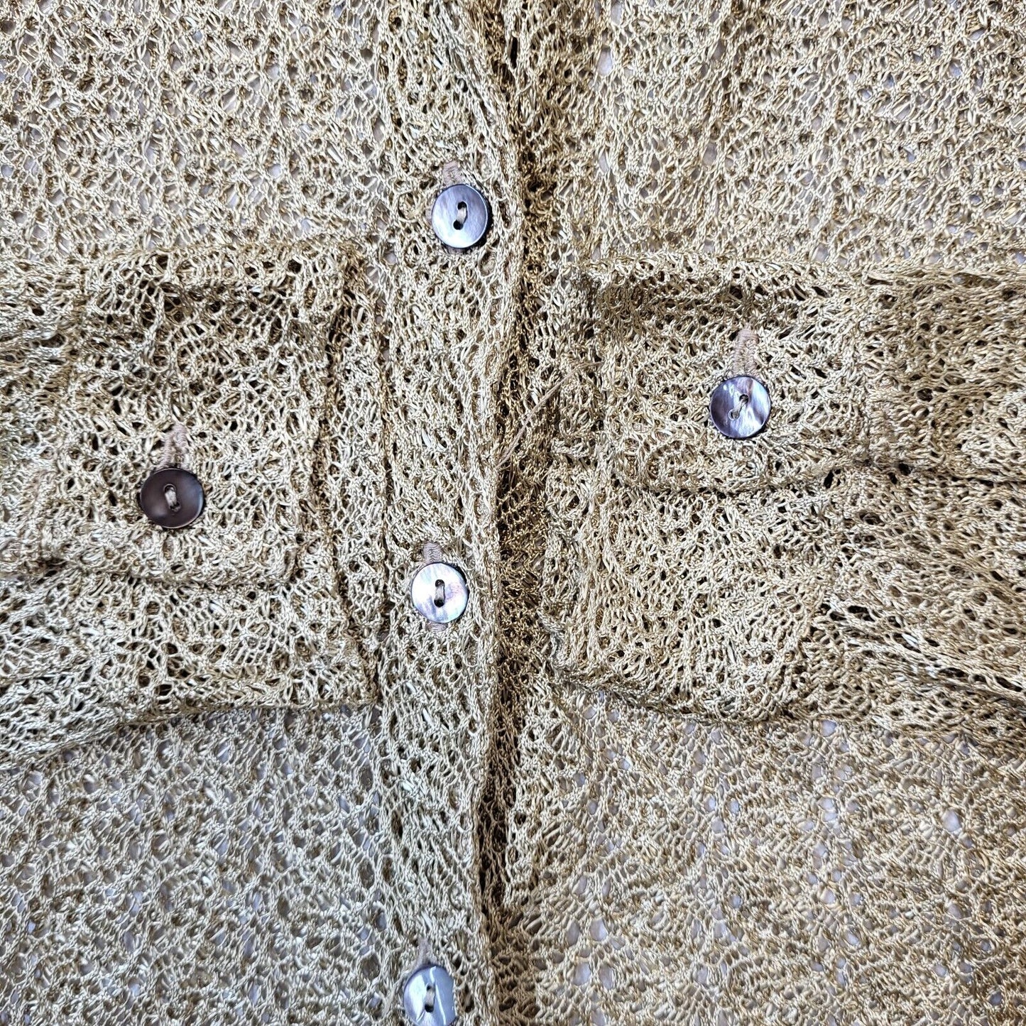 Next 90s Vintage Gold Mesh Button Up Blouse Women's Size 14