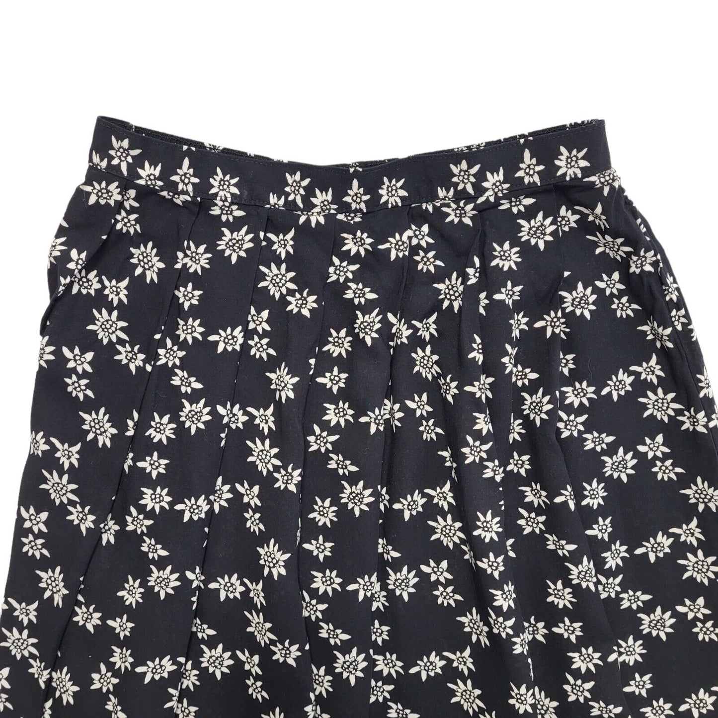 Marks and Spencer Vintage 90's Black Floral Pleated Midi Skirt Womens UK 14