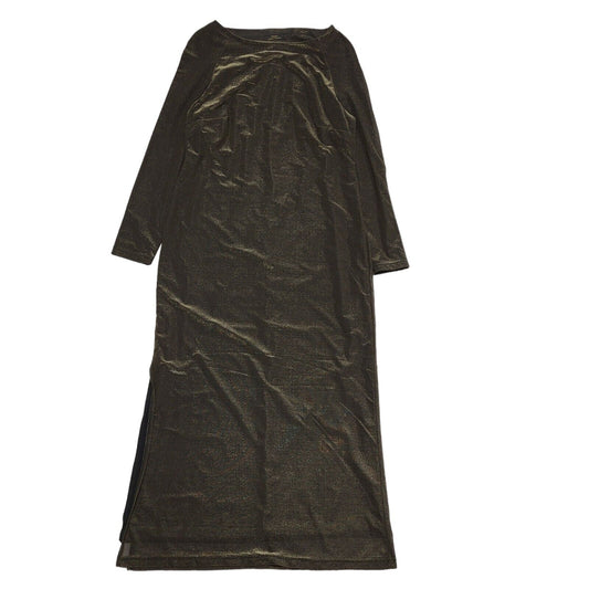 Marks And Spencer Vintage 80's Gold Long Sleeve Shift Long Dress Womens UK 14