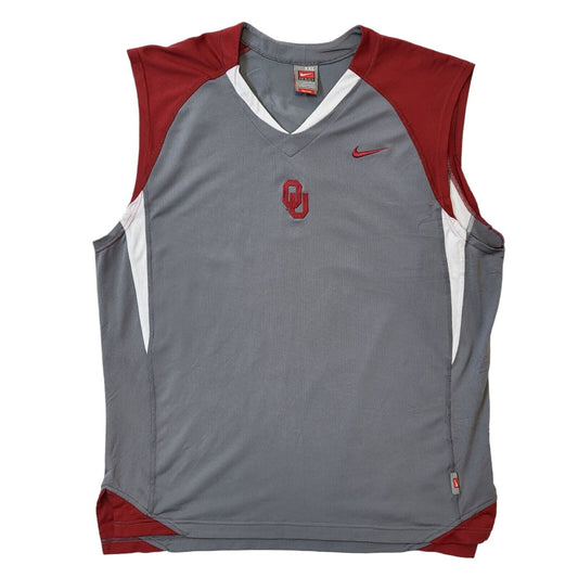 Nike Team 90s Vintage Grey & Red Sports Sleeveless Jersey Men's Size 2XL