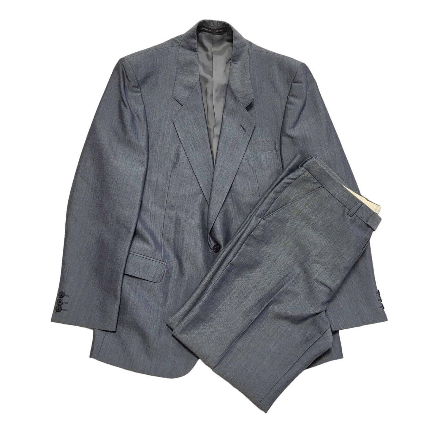 The Label Vintage 90s Blue 2 Piece Suit & Trousers Uk Men's Size L 42" W36 L31