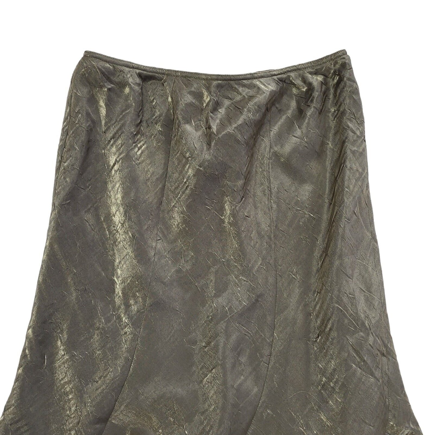 Roman Vintage 90's Green Metallic Long Ruffle Skirt Womens UK Size 16 W34