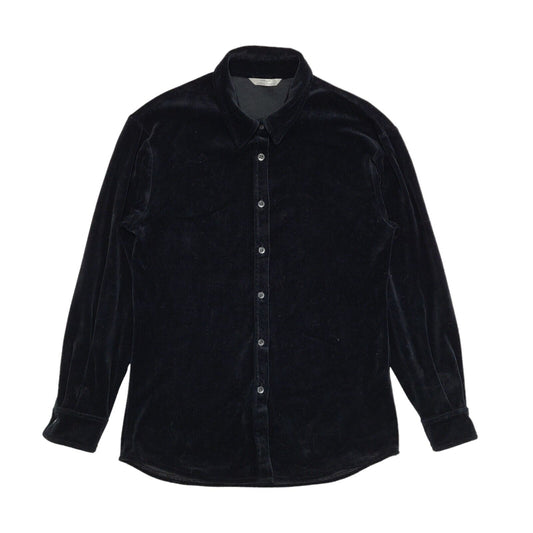Marks and Spencer 90s Vintage Black Velour Long Sleeve Shirt Womens Size 10