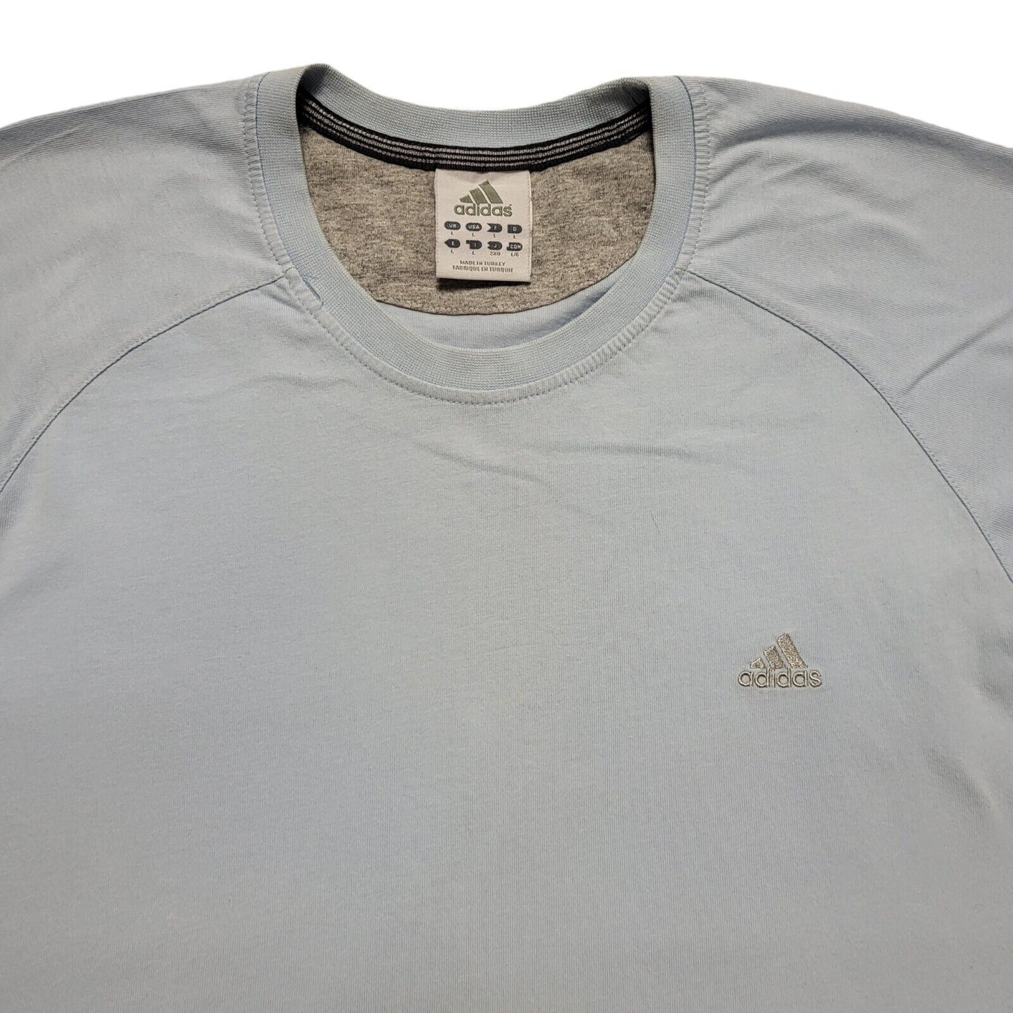 Y2K Vintage Adidas Blue Round Neck T-Shirt Uk Men's Size Large