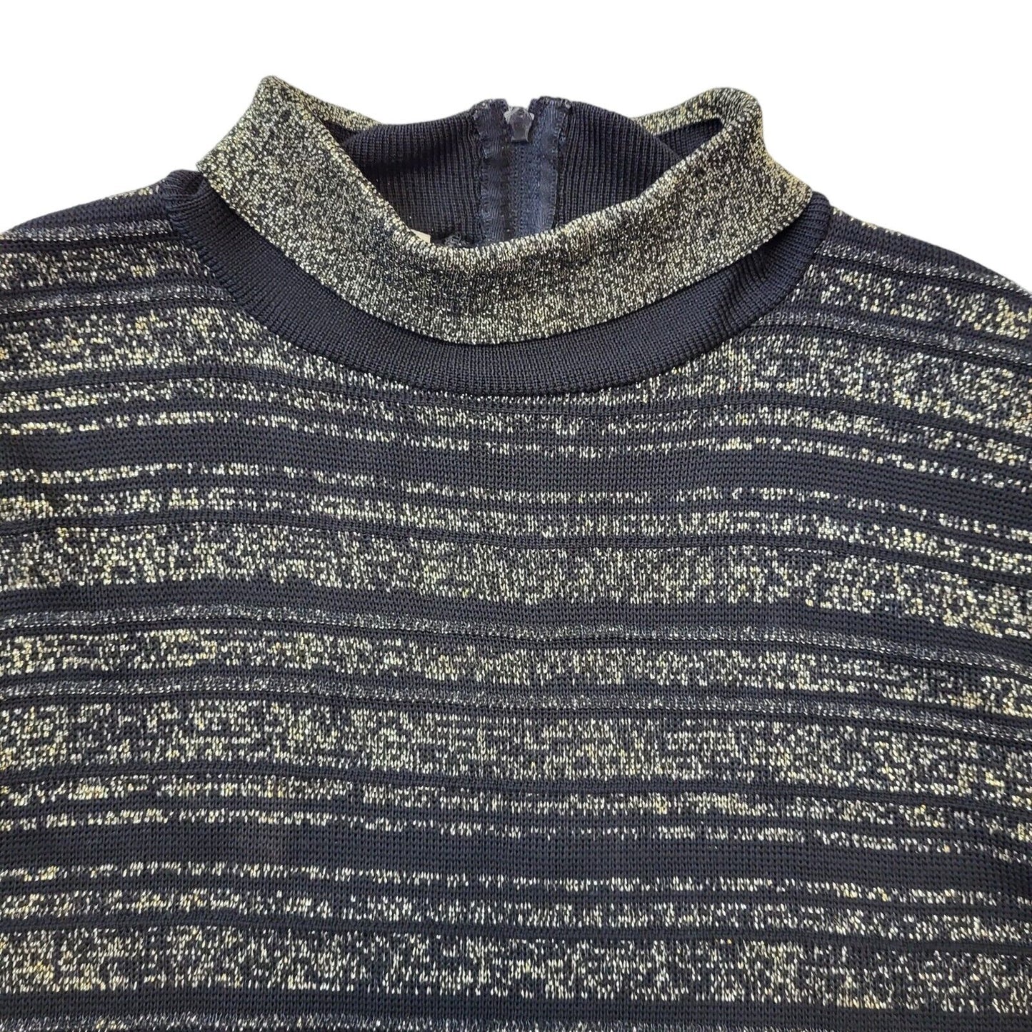 70s Vintage Hutchisons Black & Gold Roll Neck Jumper Women's Size M Eu 38