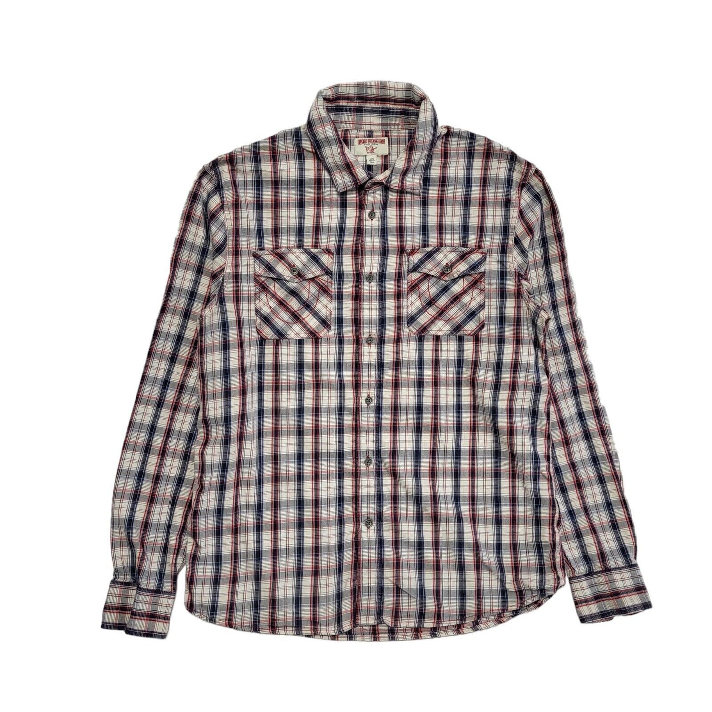 True Religion Vintage Y2K Red & Blue Check Long Sleeve Shirt Men's UK M