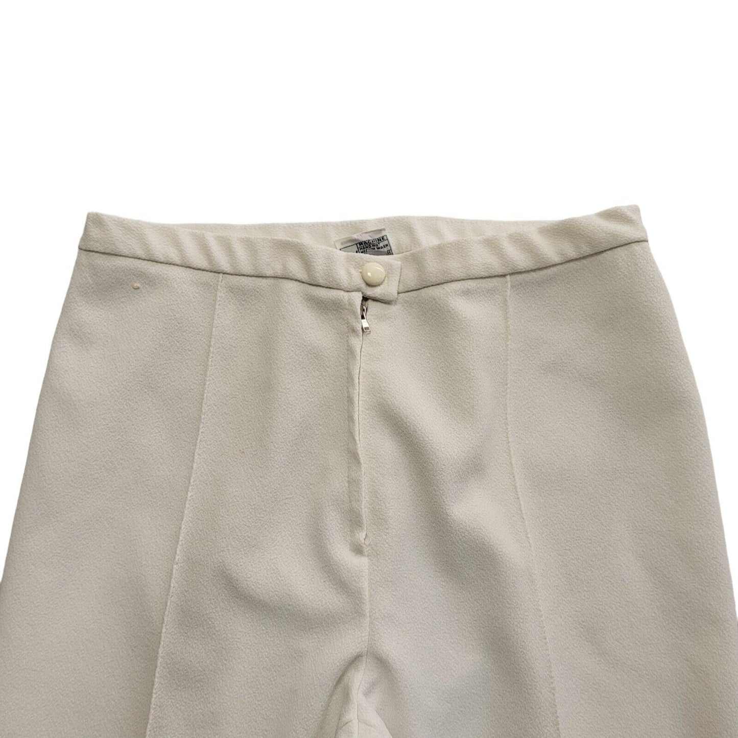 St Michael 70s White Bootcut Pleated Trousers Womens UK Size 14 (usa 18) W32 L29