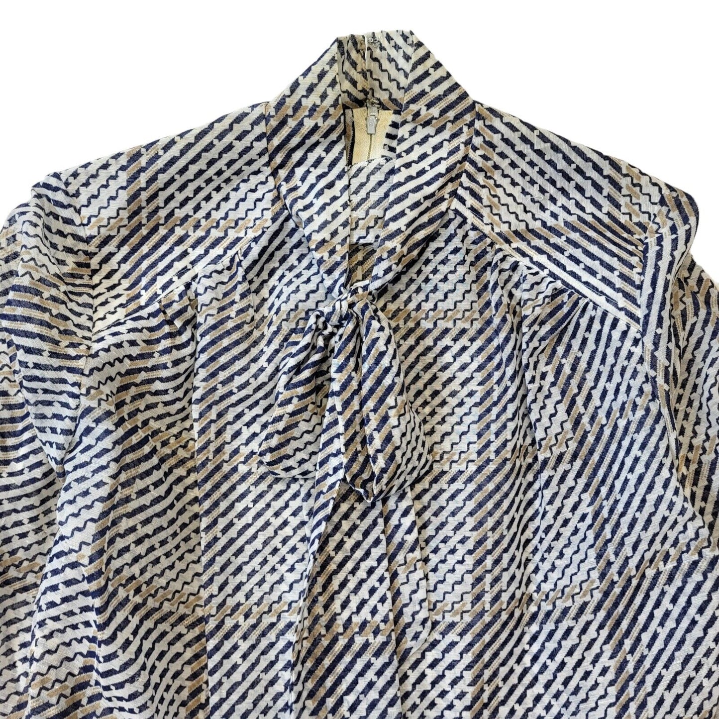 70s Vintage Berkertex White & Navy Daywear Dress Women's Size 14