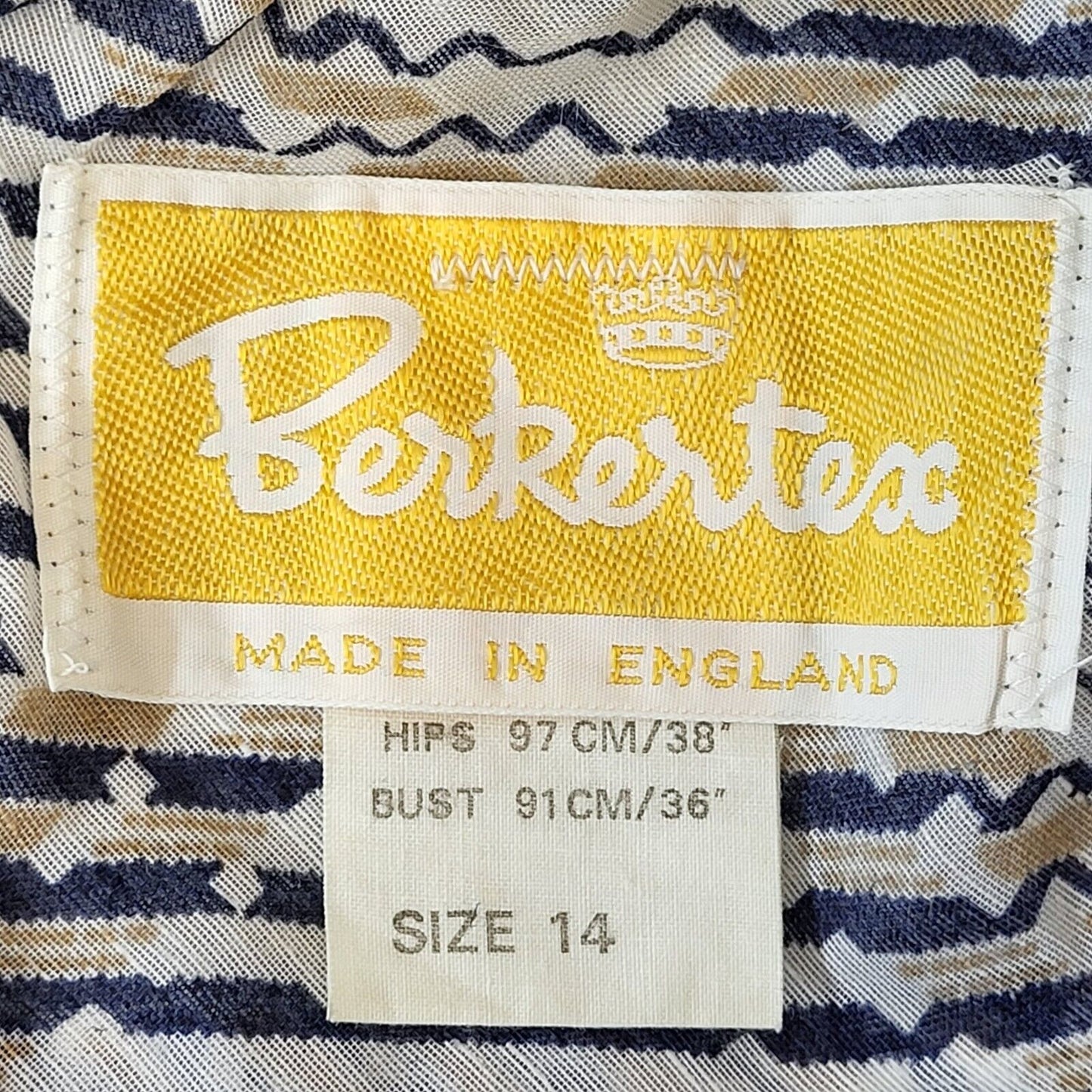 70s Vintage Berkertex White & Navy Daywear Dress Women's Size 14