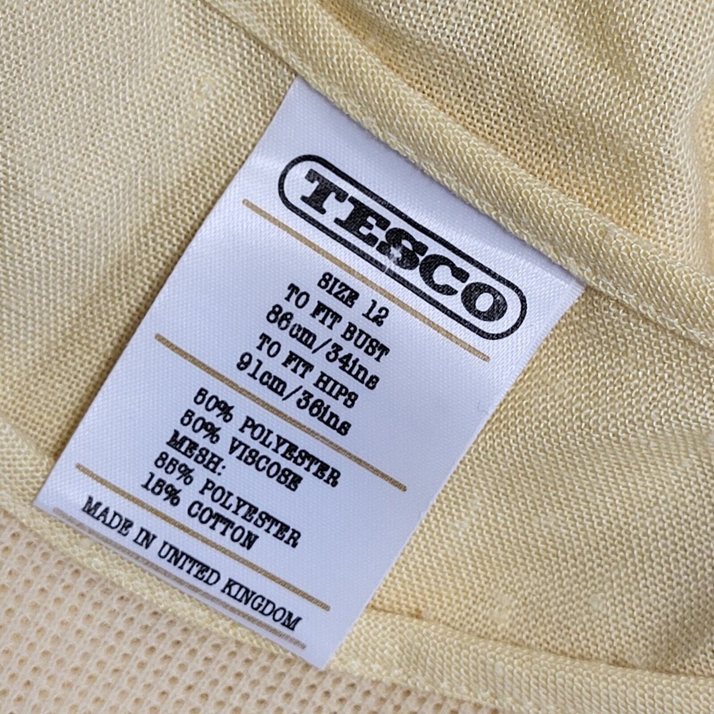 70s Vintage Tesco Yellow Belted Fit & Flare A-Line Dress Women's 12