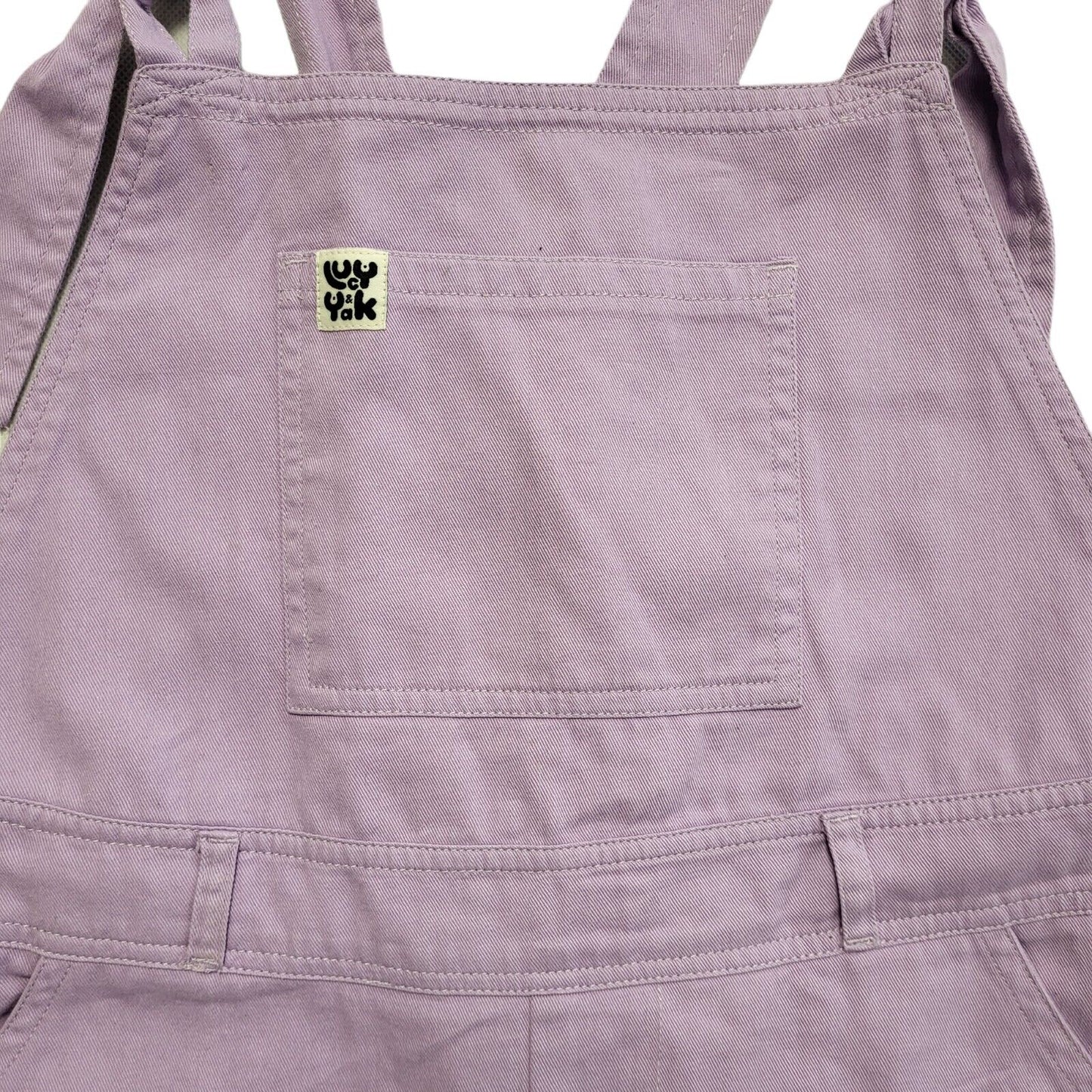 Lucky & Yak Vintage Y2K Purple Denim Dungaree Shorts Women's UK 10 W28-34