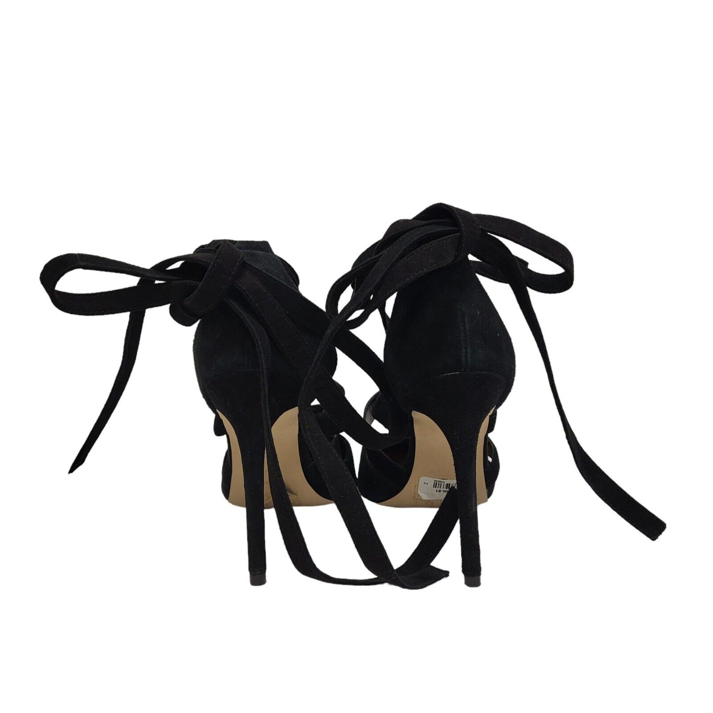 Aldo Black Faux Suede Strappy Heels Shoes Uk Women's Size 5.5