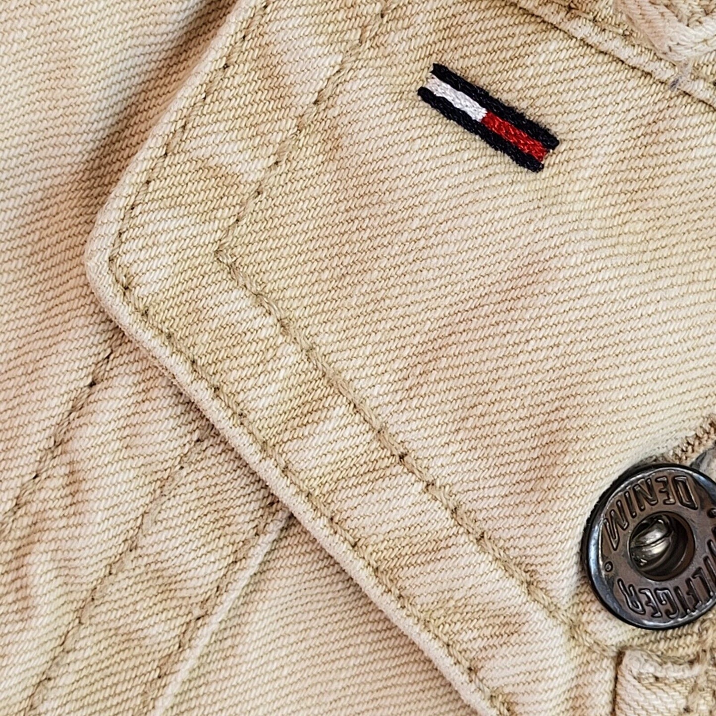 Tommy Hilfiger Beige 90s Vintage Denim Jacket Uk Women's Size XL