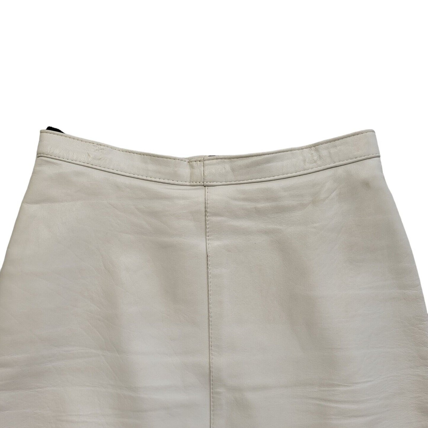 Vintage 90's White Leather Knee Length Skirt Womens UK Size 8 W24