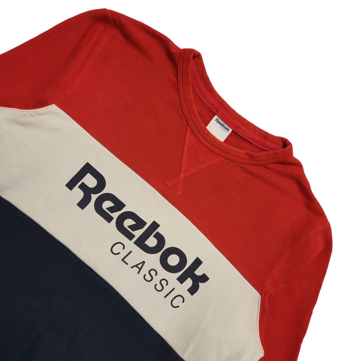 Reebok Classic Red Blue White Y2k Sweatshirt Uk Men's Size Medium