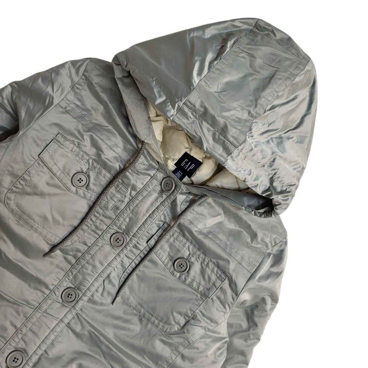 Gap Vintage Y2k Grey Hooded Jacket Uk Women's Size Medium