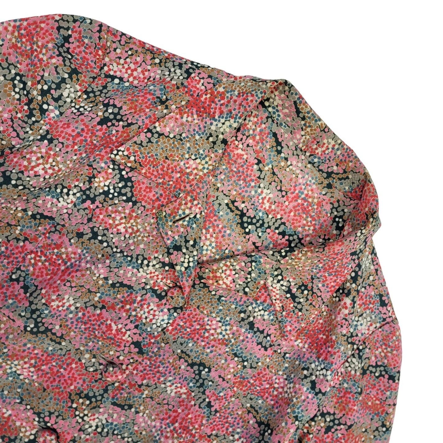 70s Vintage Pink Patterned Long Sleeved Shift Dress Women's 14/16