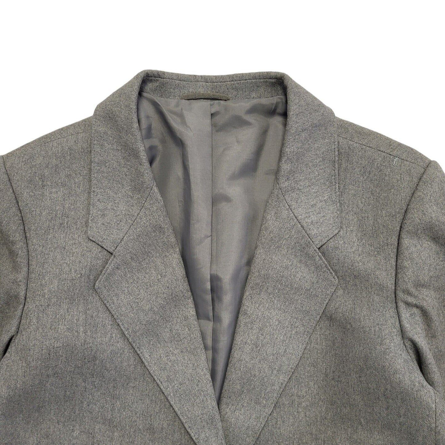 St Michael Vintage 90s Grey Solid Blazer Jacket Womens Size 16