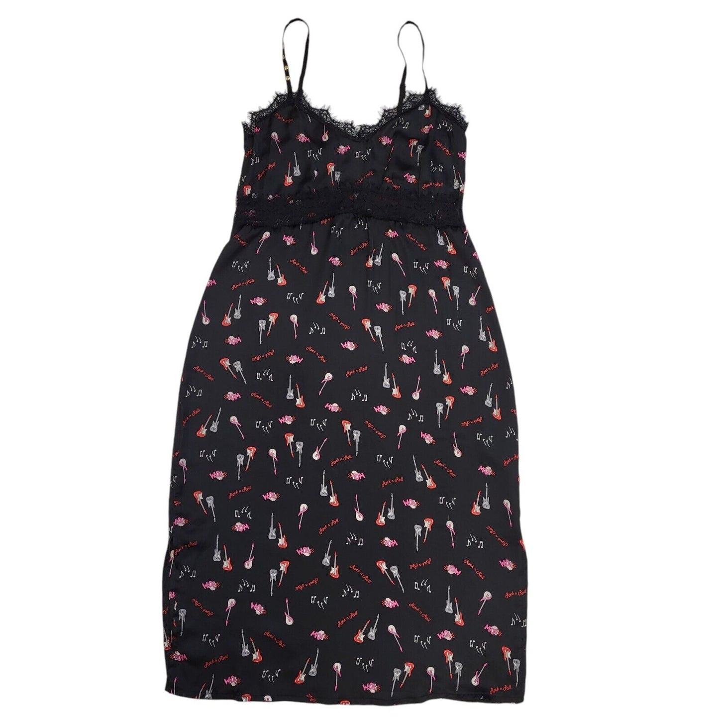 Guess Y2K Vintage Black Guitar Sleeveless Dress Women's Size Large