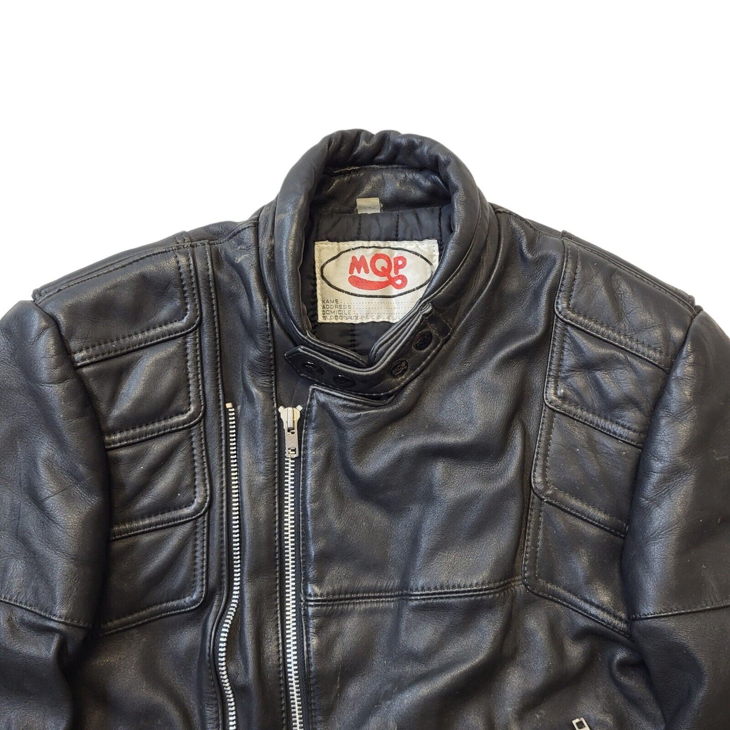 MQP 90s Vintage Black Zip Up Leather Jacket Men's Size L