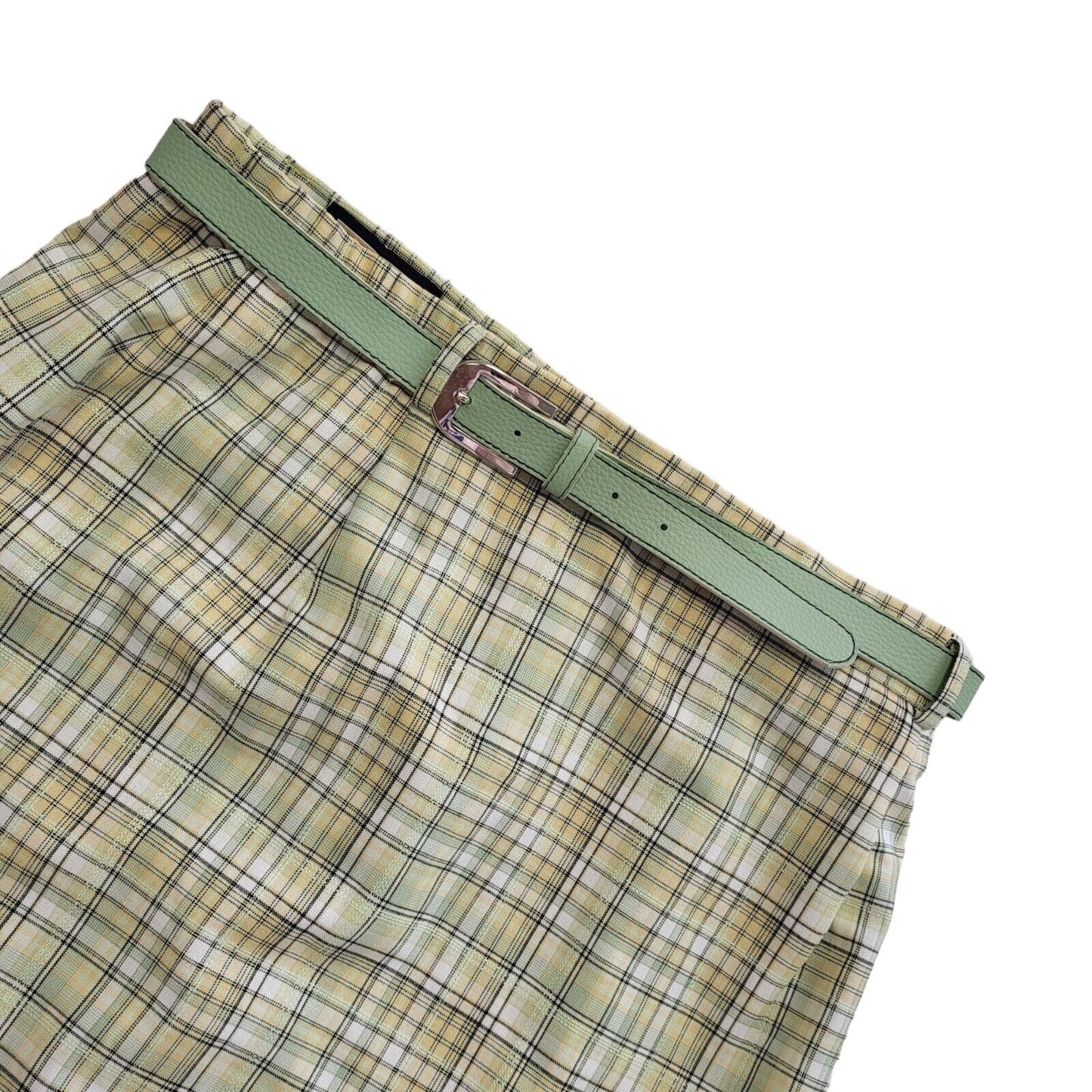 Straven Vintage 80's Green Checked Midi Skirt Womens UK Size 14 W32