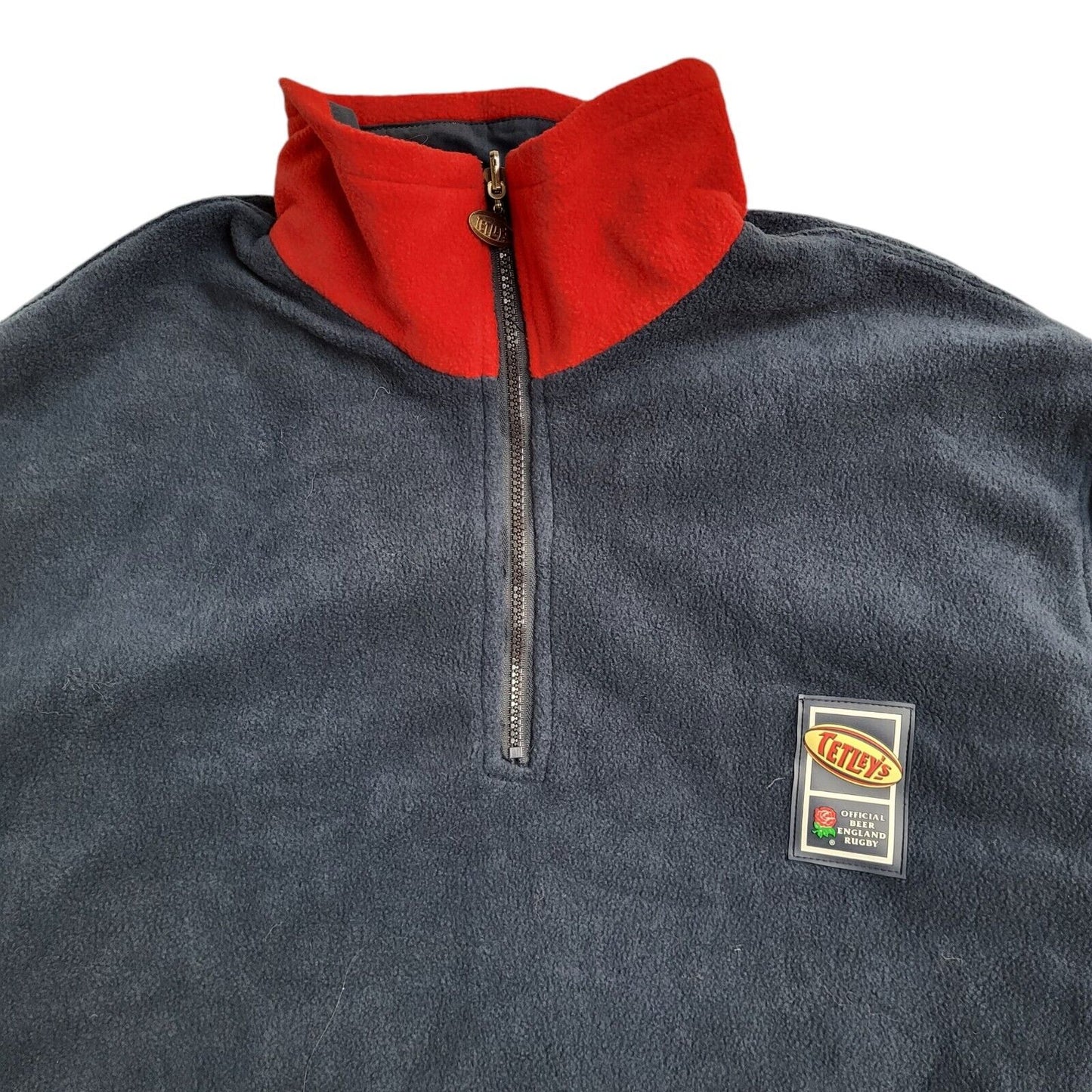 Tetley's 90s Vintage Navy Blue Red High Neck Jacket Uk Men's Size XL