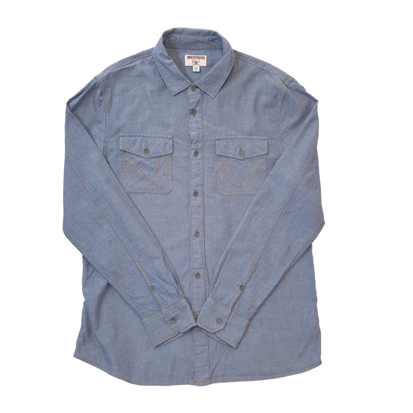True Religion Y2K Vintage Blue Shirt Long Sleeved Men's Size Medium