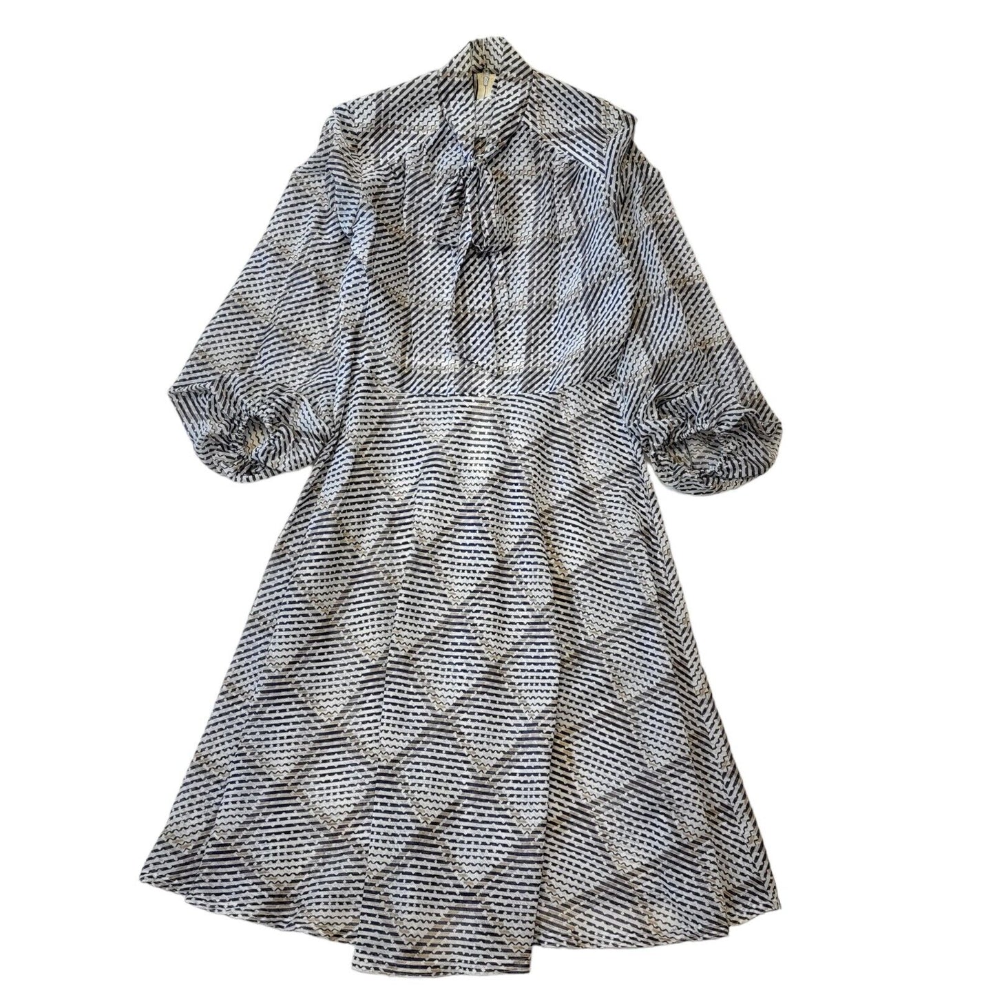 70s Vintage Berkertex White & Navy Daywear Dress Women's Size 14
