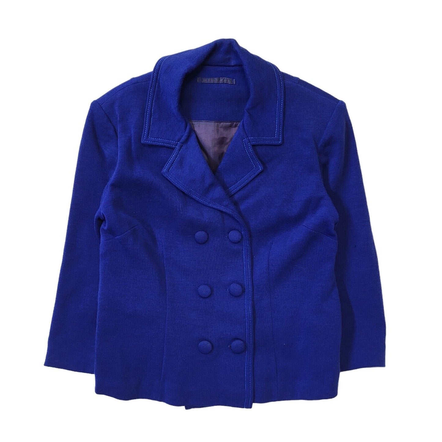 70s Vintage Blue Double Breasted Dress Jacket Women's Size 8