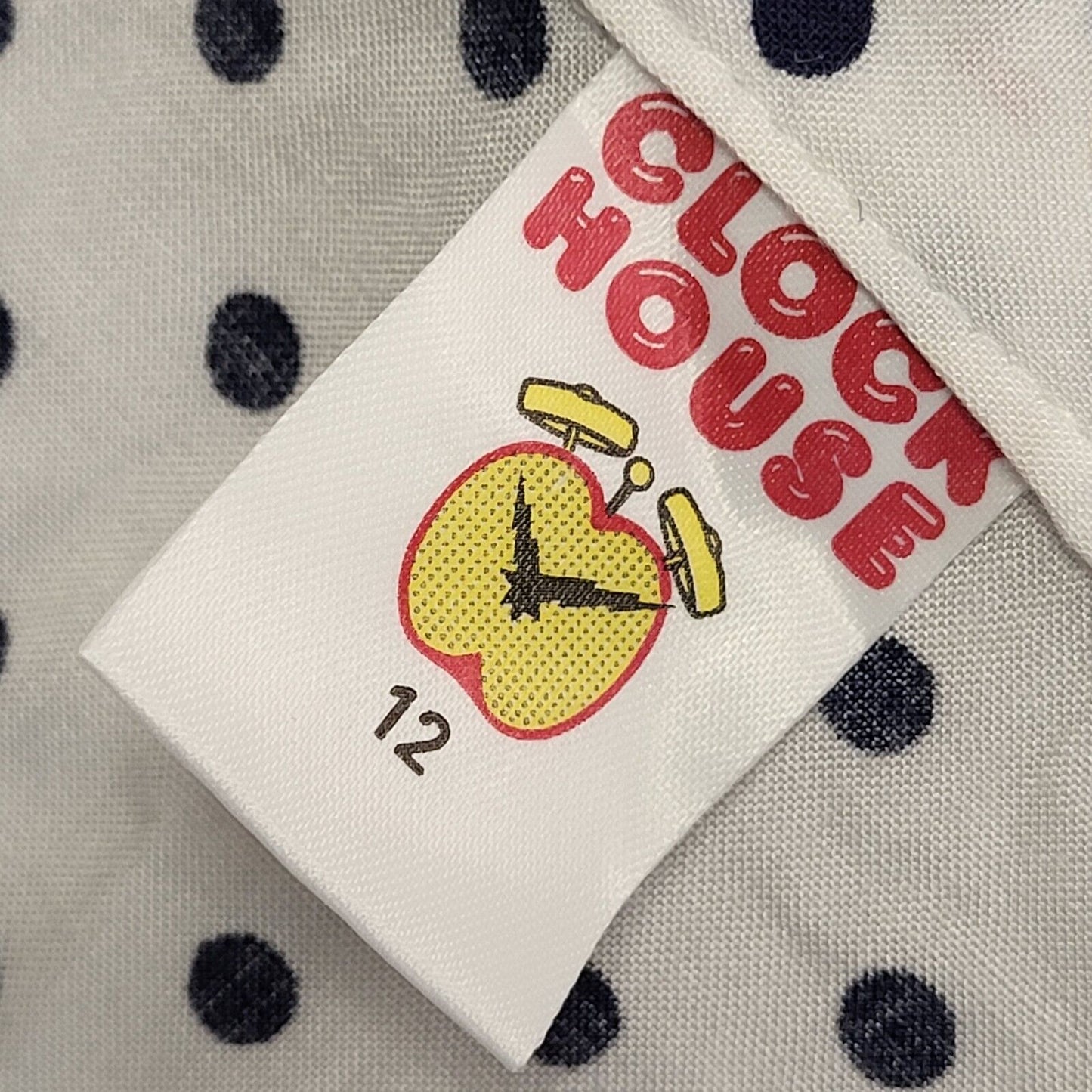 Clock House Vintage 90's White & Blue Polka Dot Womens Shirt UK Size 12