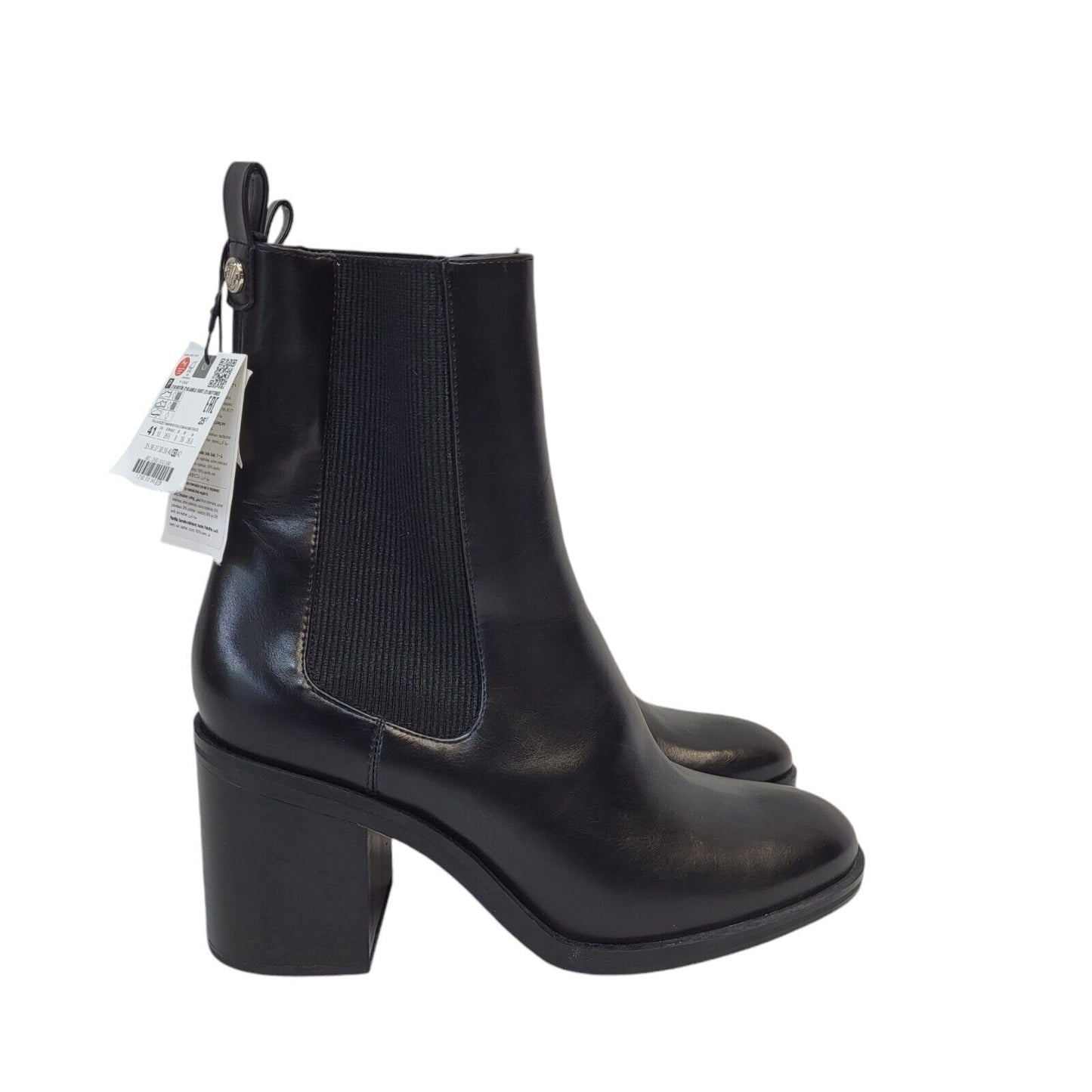 Zara Black Pull-On Faux Leather Boots Uk Women's Size 8