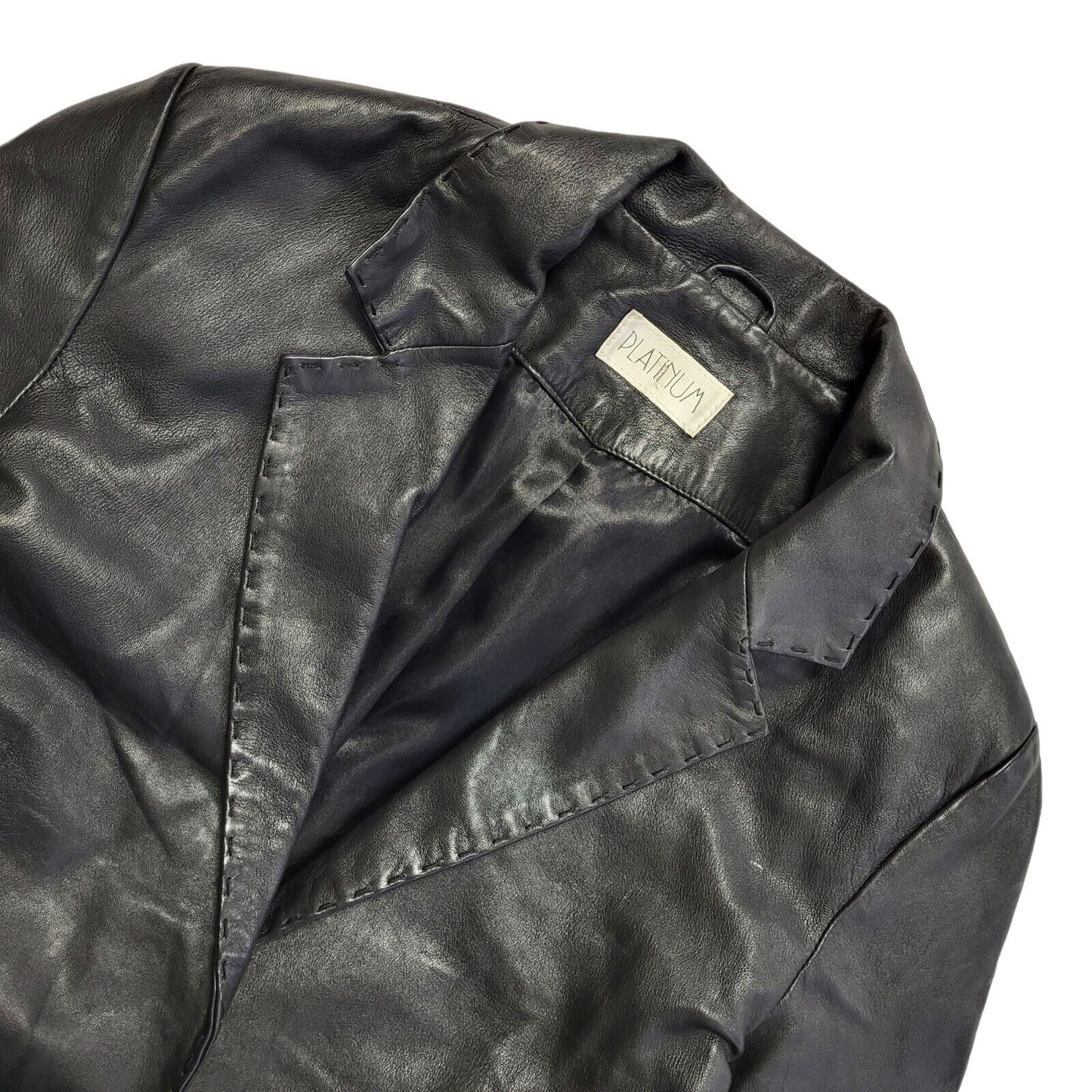 Platinum Vintage 80s Black Leather Jacket Uk Women's Size Large