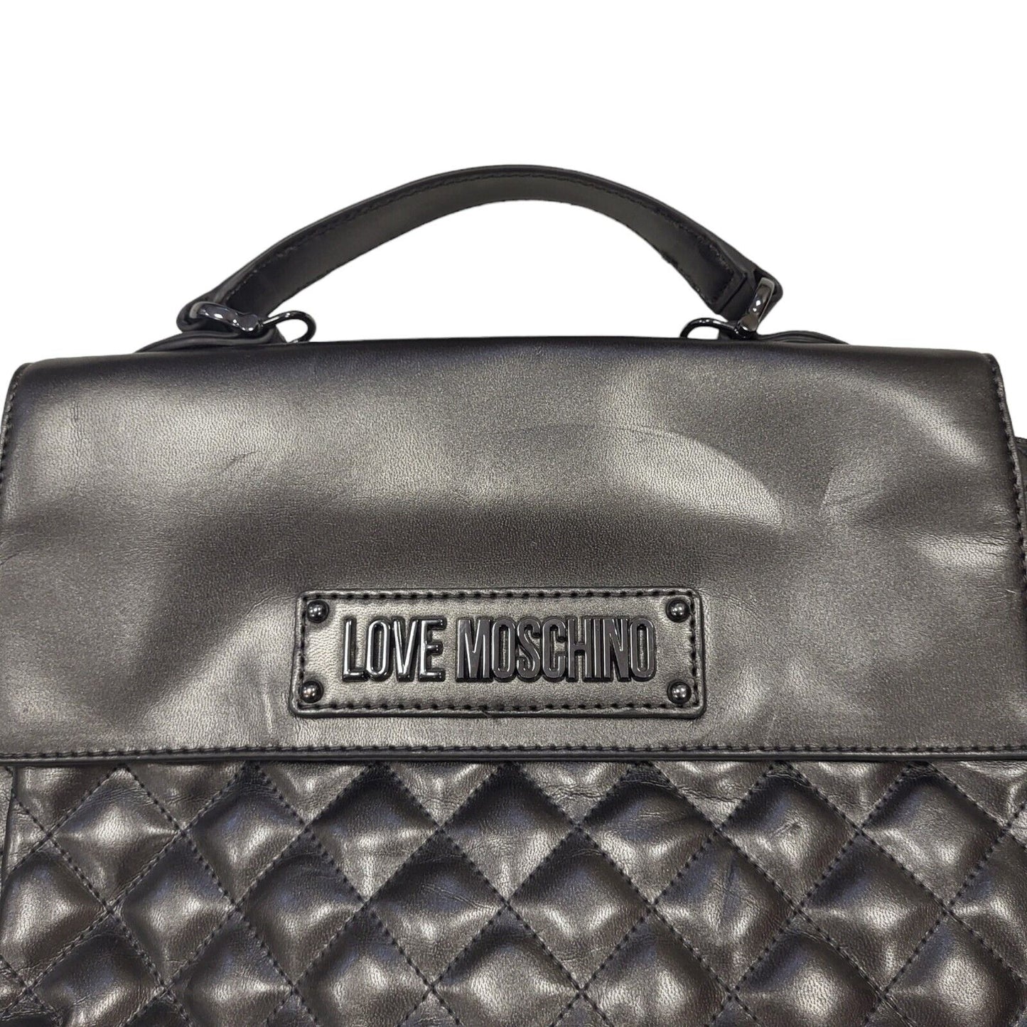 Moschino Grey Faux Leather Small Hand Bag Uk Women's Size  11" x 9"