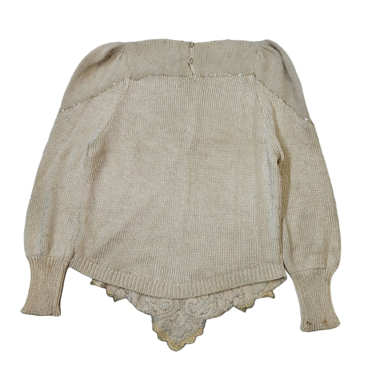 Elizabeth 80s Vintage Beige Wool Jumper Women's Size M Eu 38