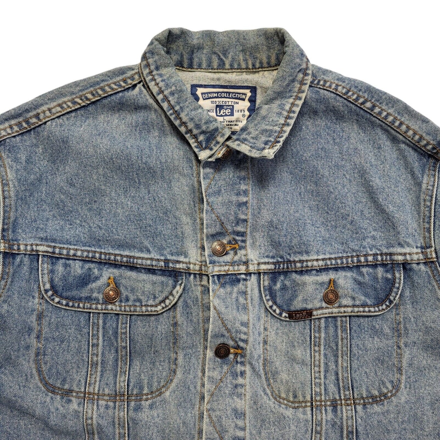 Lee Brickseller Vintage 90s Mid Blue Denim Jacket Uk Men's Size Large