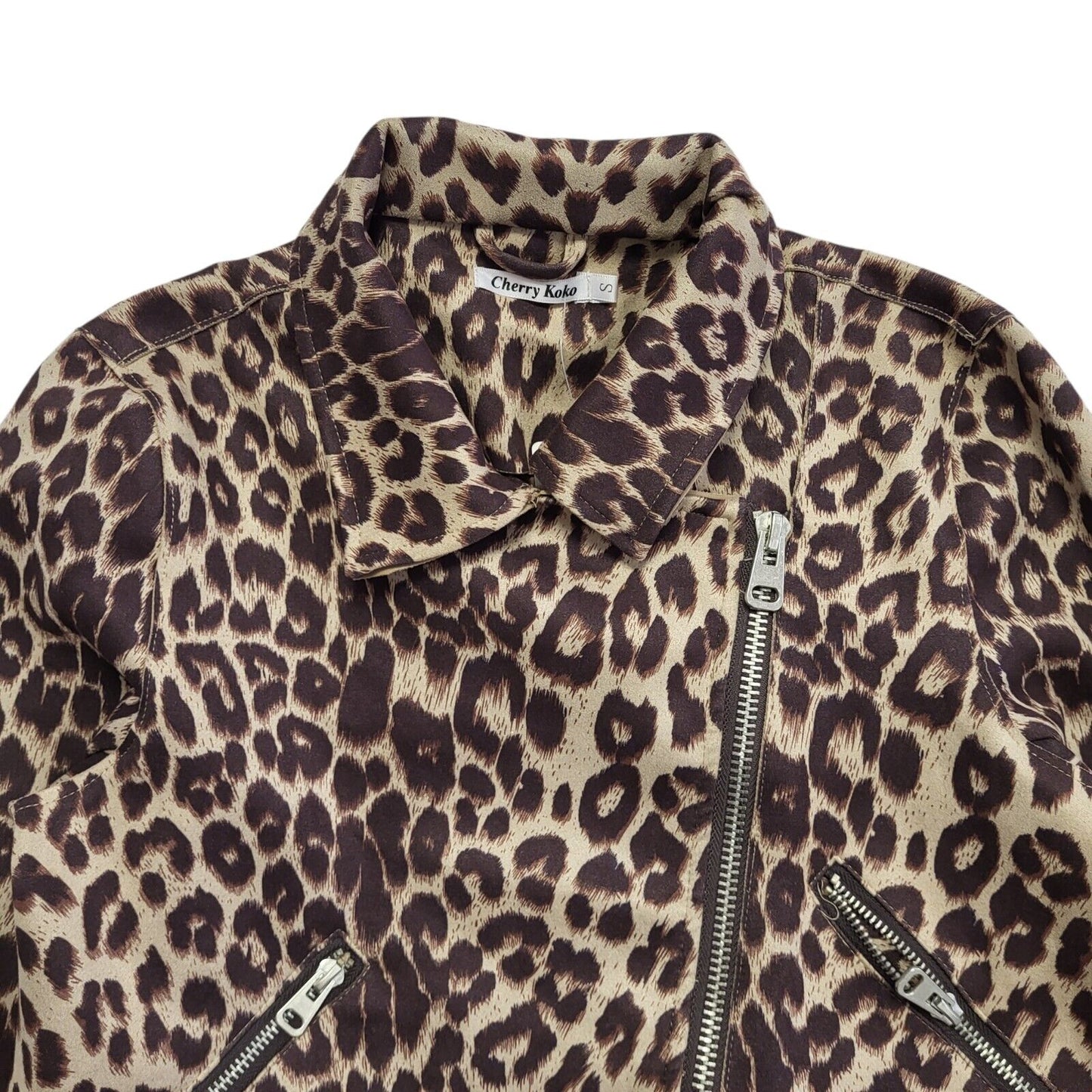 Cherry Koko Brown 90s Vintage Zipped Animal Print Jacket Uk Women's Size S Bnwt